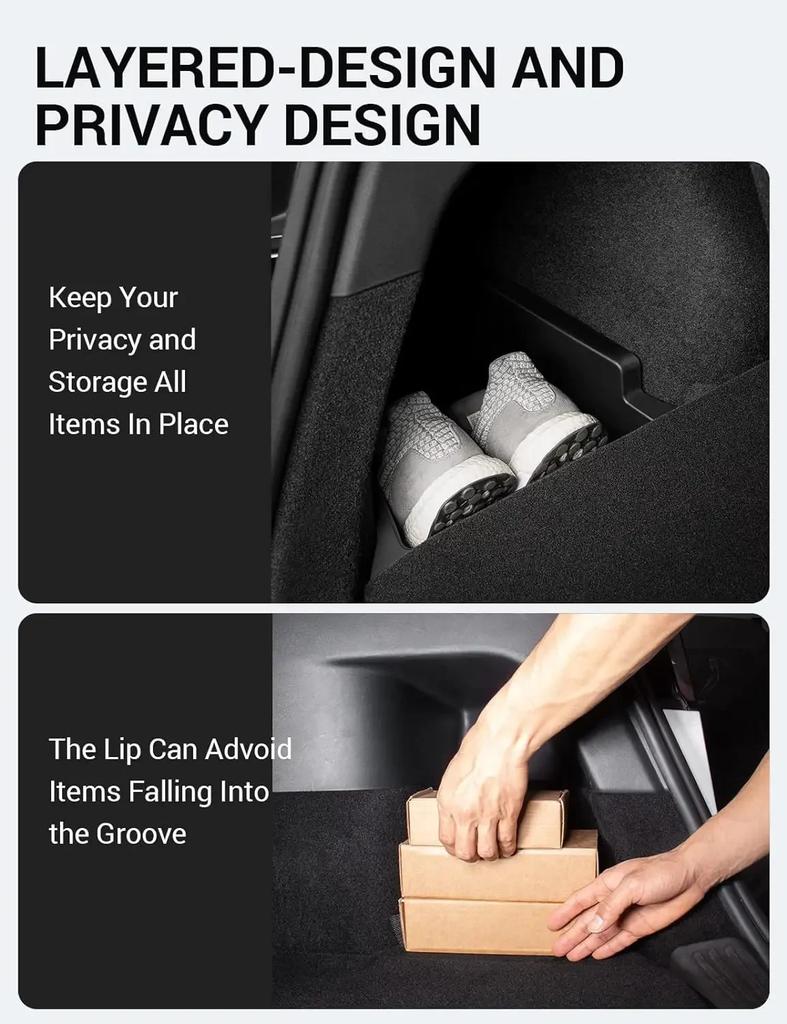 2026-2026 Tesla Y Trunk Side Storage Bucket Waterproof Storage Bucket and Lid, 2 Sets, Suitable for Y-shaped 5-seater