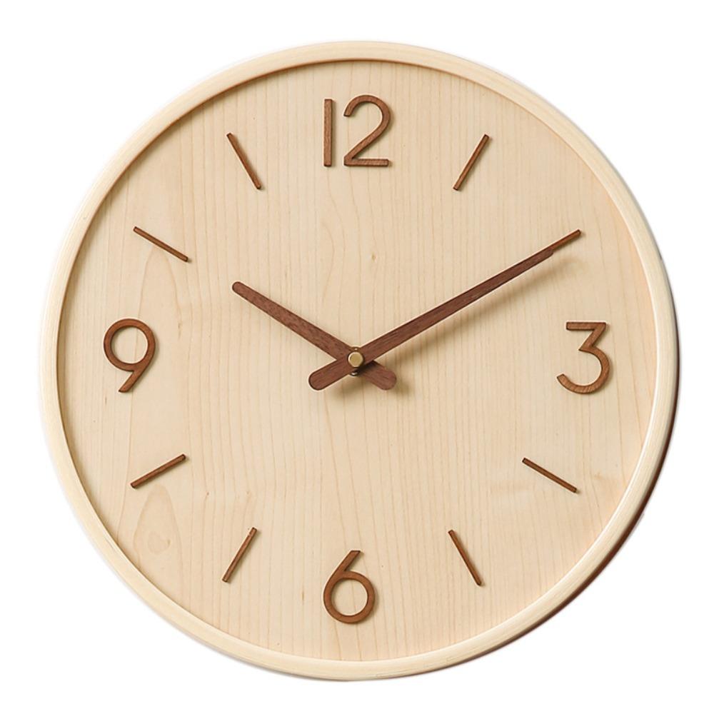 Modern Wooden Silent Art Wall Clocks Simple Wood Grain Bedroom Clocks Luxury Multifunctional Entrance Hall Home Accessories