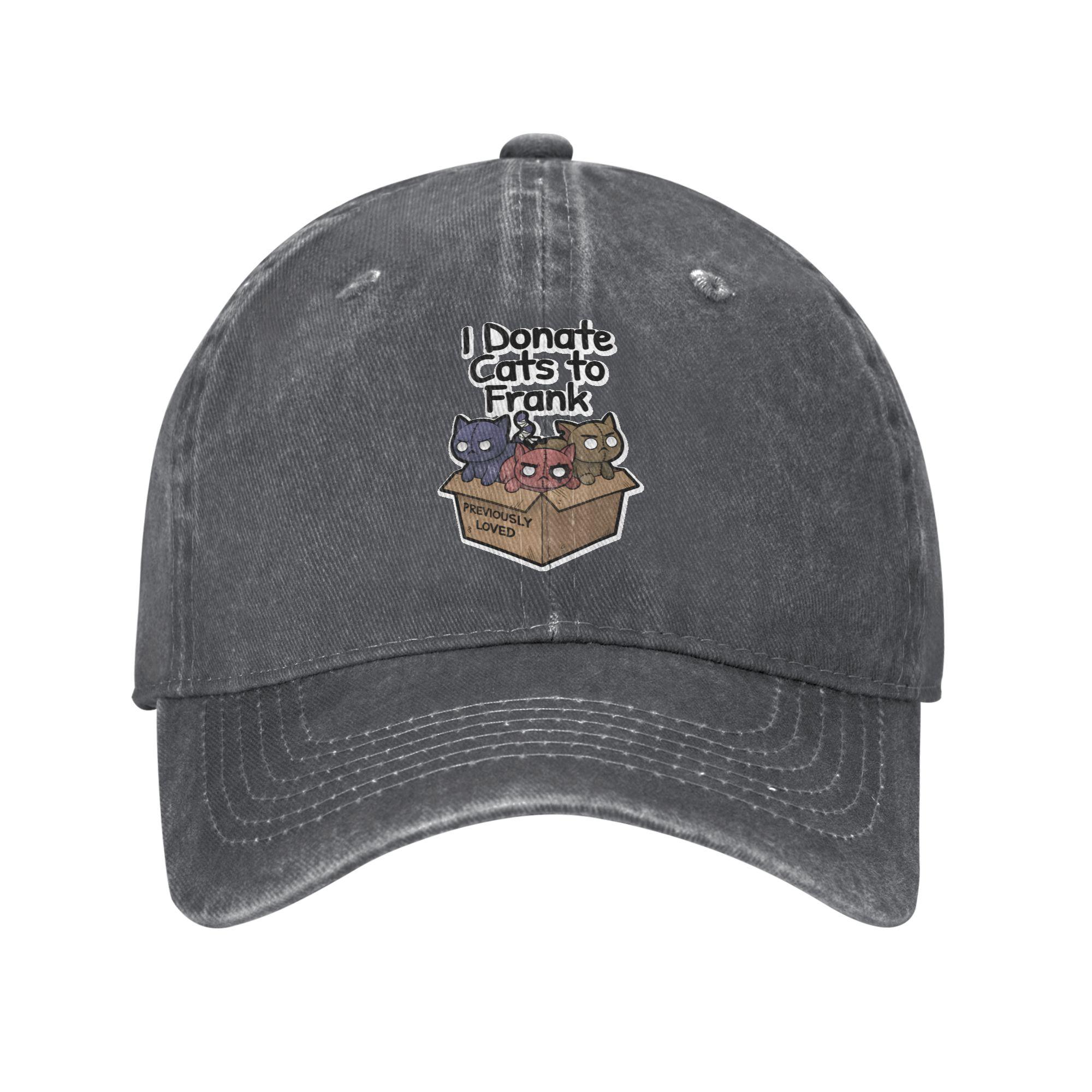 

Mewgenics I Donate Cats to Frank Unisex Style Baseball Cap Distressed Washed Hats Cap Vintage Adjustable Fit Headwear One Size темно серый