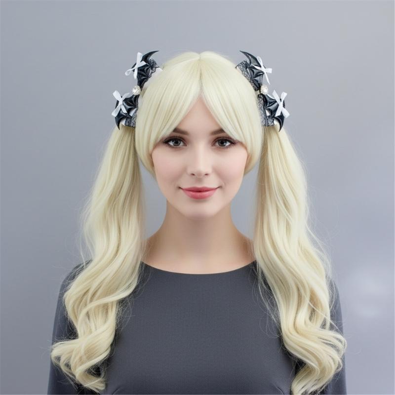 Netopýří mašle do vlasů, sponky do vlasů s mašlemi, aligátory, sponka, gotické netopýří křídla, vlasové doplňky pro cosplay párty