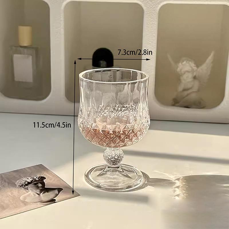 Kore Tarzı Kazınmış Kabartmalı Küçük Kadeh Cam Bardak Soju Sake Likörü Kısa Saplı Cam
