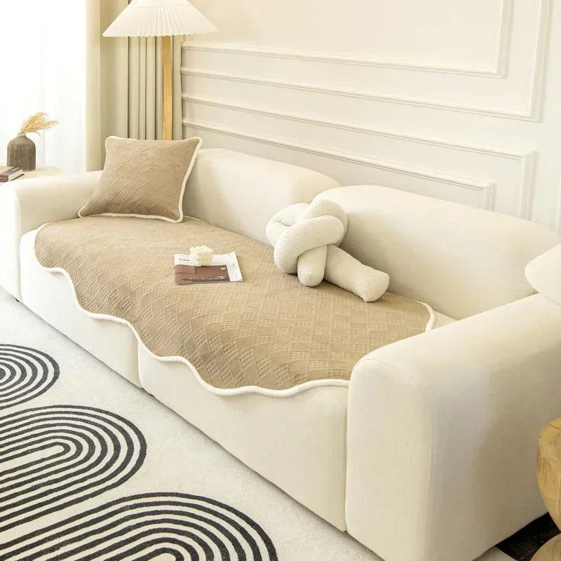 Nordic Irregular Shaped Sofa Mat Four Seasons Universal Sofa Towel Solid Color Thick Couch Cover for Living Room Sofa Decor