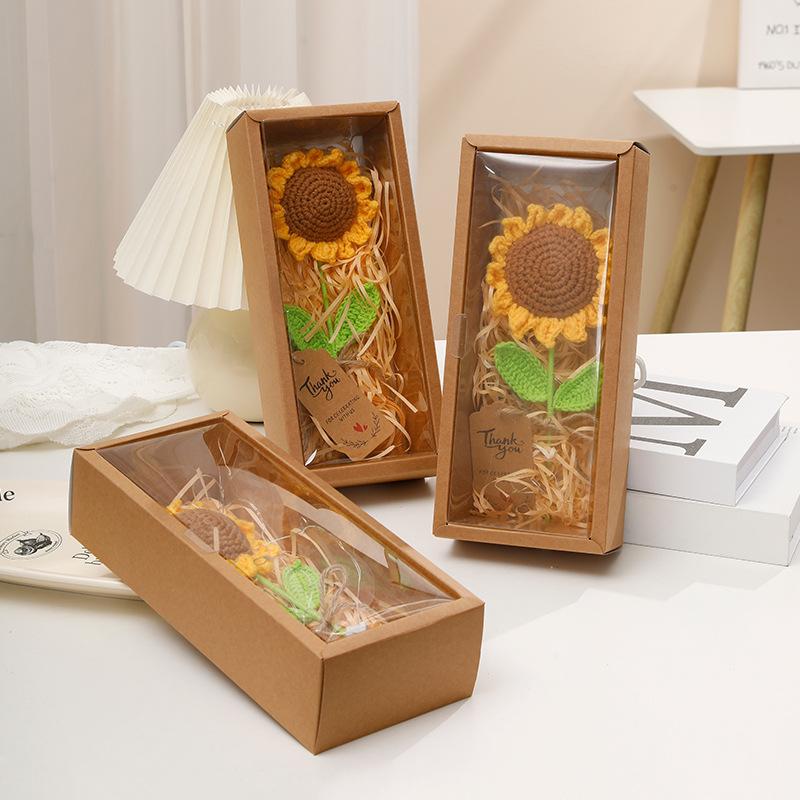 

Handmade Weaving Gift Box Sunflower Bouquet Finished Simulated Flower Teachers Day Wedding Handheld Anniversary Celebration 1box
