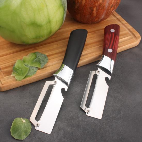 Stainless Steel Vegetable Peeler with Wood Handle Multi-Function Fruit Potato Peeler with Bottle Opener Quick Peeling Essential Kitchen Tool