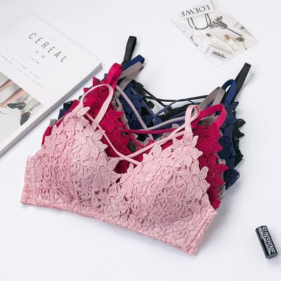 Women's Sexy Crisscross Backless Adjustable Thin Seamless Wireless Bra Triangle Cup Teen Girl Push Up for Small Bust