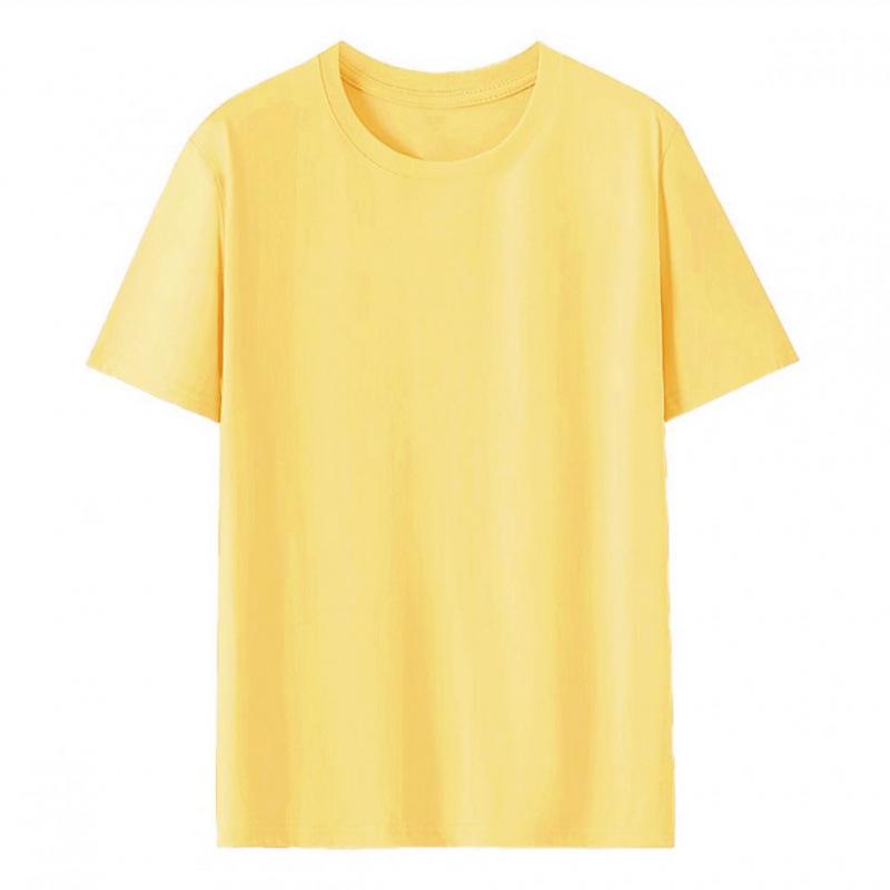 Custom Logo Summer Cotton T-shirt, Loose Round Neck, Short Sleeve, Class Uniform, 190g Ribbed Collar