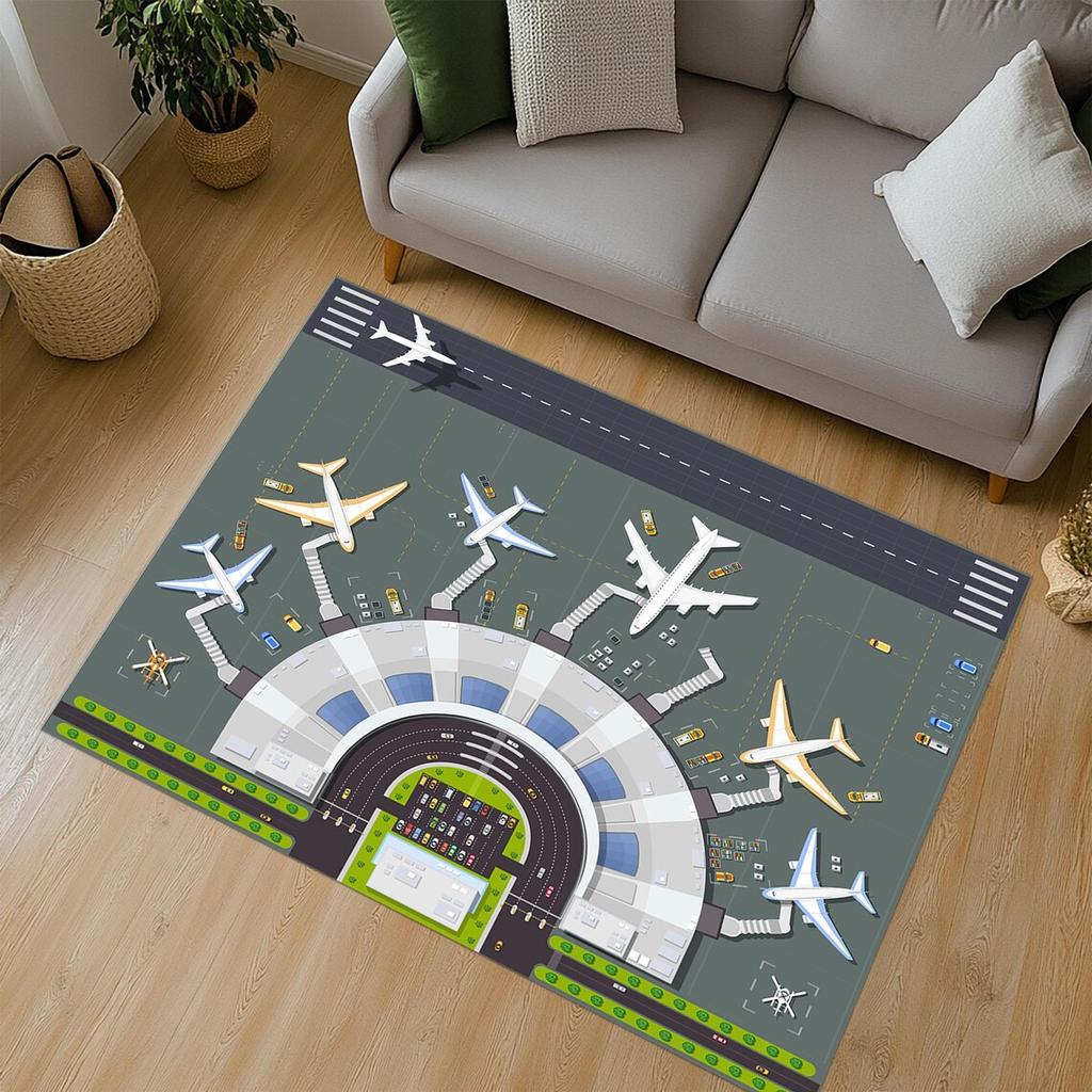 Runway Rug, Airport Decor Mat, Plane Rug, Apron Rug, Kids Room Mat, Boys Room Carpet, Playing Mat, Popular Rug Area Floor Rug