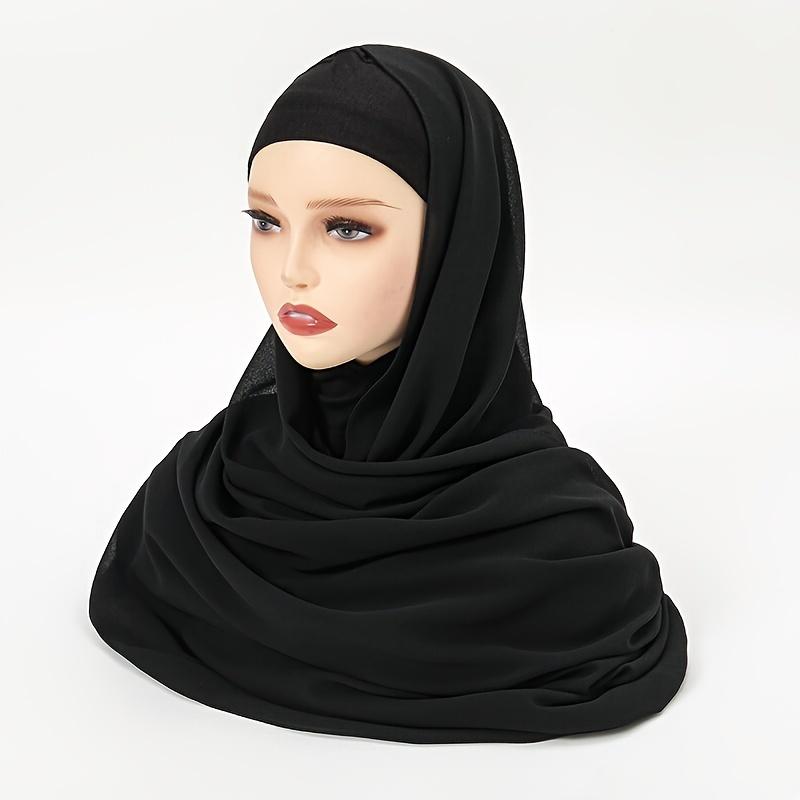 Elegant Elastic Instant Hijab Solid Color Chiffon Hijab Set Women's Modal Pullover Bandana Thin Breathable Soft Cozy Scarf
