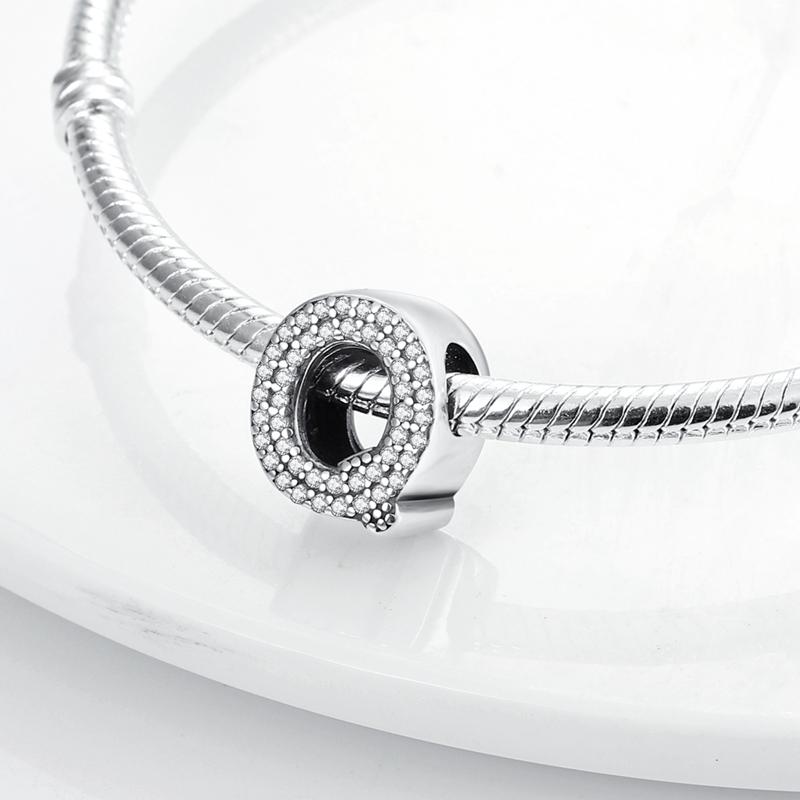 Original A-Z Alphabet Charms Bead 925 Silver 26 Letters CZ Zircon Heart Love Charm Fit Bracelet Bangle Jewelry Making