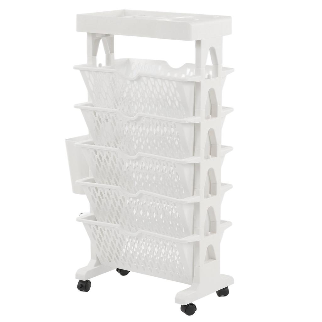 Movable Bookshelf 6 Tier Large Capacity Thickened Multifunctional Rolling Book Rack for Deskside Living Room