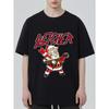 Black T Shirt with Santa Rocker Graphic and Slegher Text for Holiday Party Wear