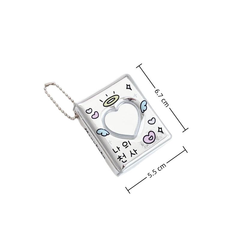 Ins Style Korean Silver Mini 1 Inch Id Photo Album Pendant Keychain Storage Display Pendant Storage Card Book Photo Card Bag