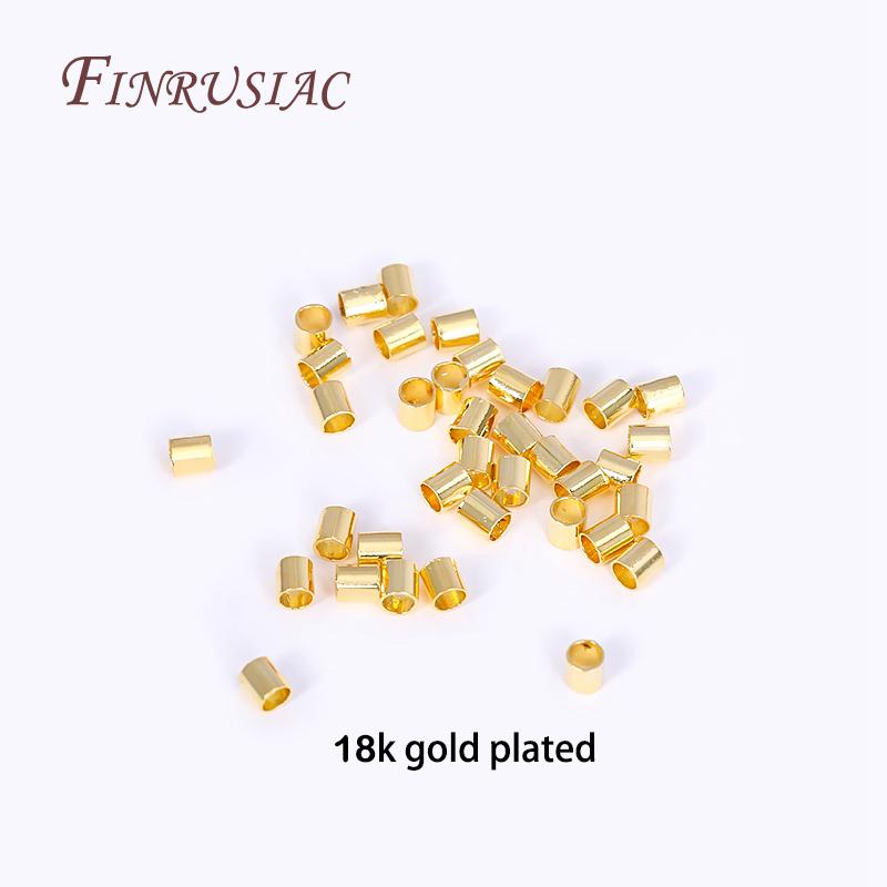 14K/18K Gold Plated 2mm Tube Crimp Beads, High Quality Cylindrical Tube Crimp End Bead For Jewellery Making Supplies Wholesale