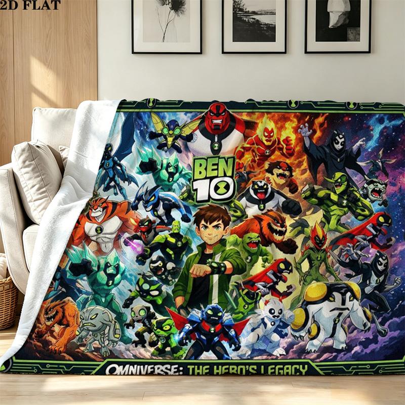 ben 10 Print Flannel Blanket High Quality Warm Comfortable Cover for All Seasons Perfect for Gifts Home Decor