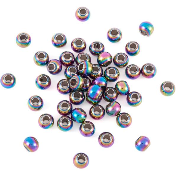 

Craftdady 50Pcs Rainbow Steel Round Spacer Beads 6mm Multi-Color Rondelle Ball Loose Beads for Bracelet Necklace DIY Jewelry Making Colorful, 6x5mm, 50pcs