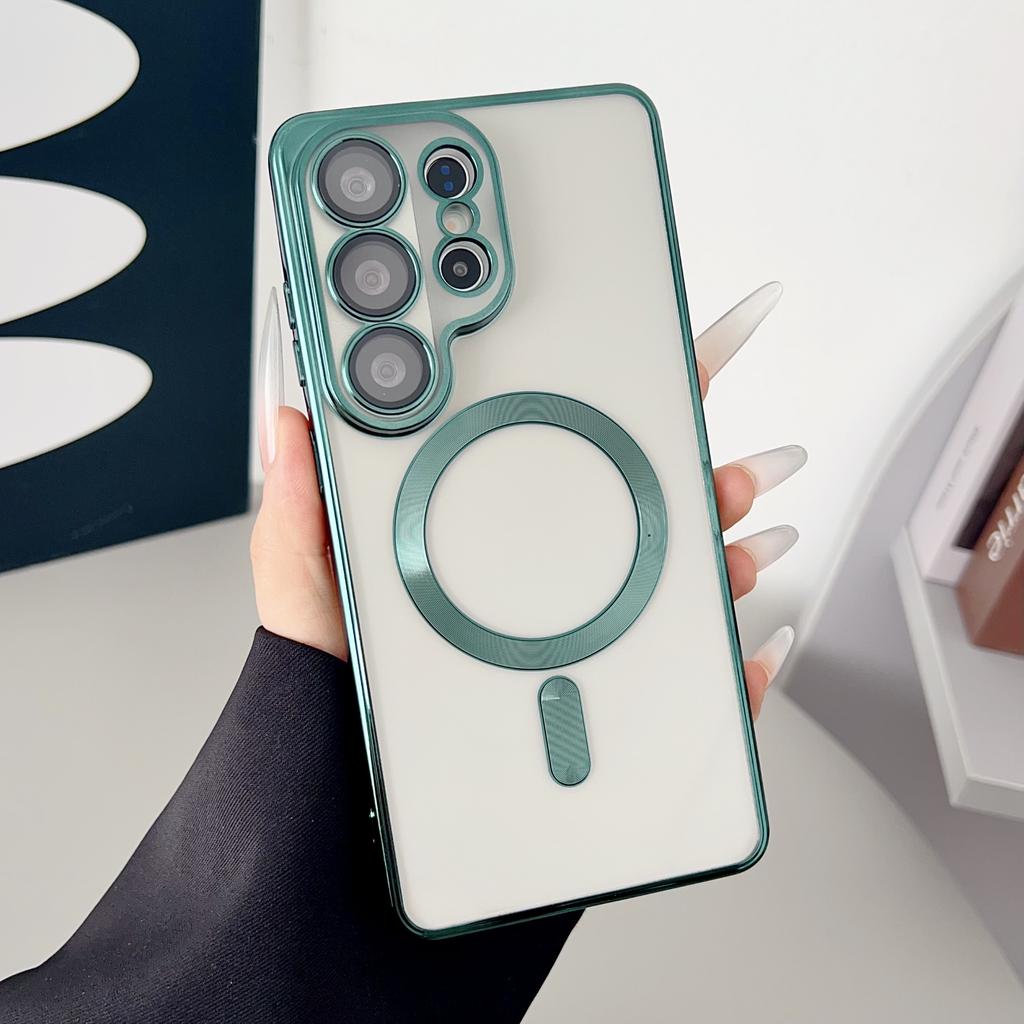 Luxus Klarbeschichtung Für Magsafe Kabelloses Ladecase Für Samsung S26 S25 S24 S23 S22 S21 S20 FE Ultra Plus Note20 10 Weiche Hülle