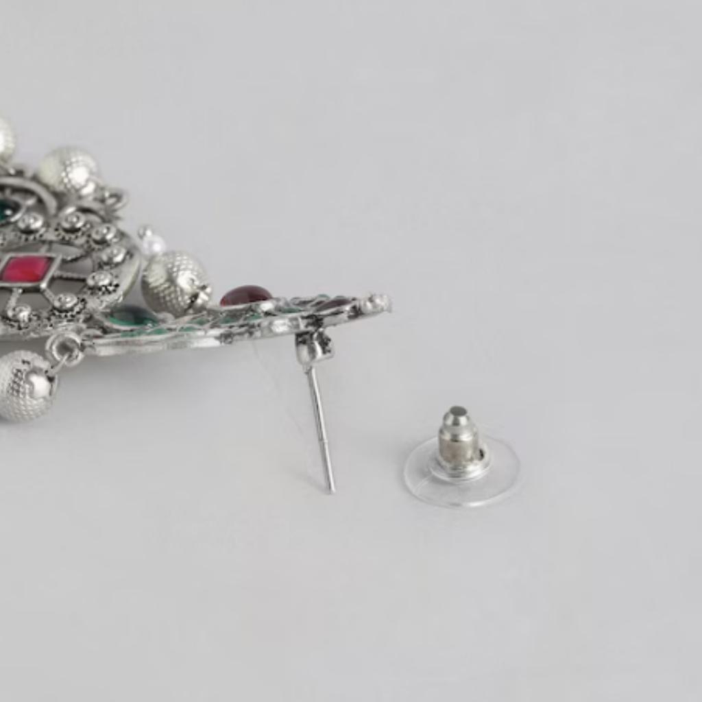 Oxidised Silver Polish Earrings, Silver Pearl Jewelry, Handmade Earring, Women Fashion Earrings