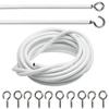 White With Hooks And Eyes For Caravans Boats Net Curtain Wire Line Spring Cord Expanding Cable