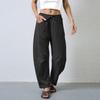Women's Barrel Leg Sweatpant Drawstring Elastic Waisted Wide Leg Pants Casual Cotton Palazzo Trousers With Pockets