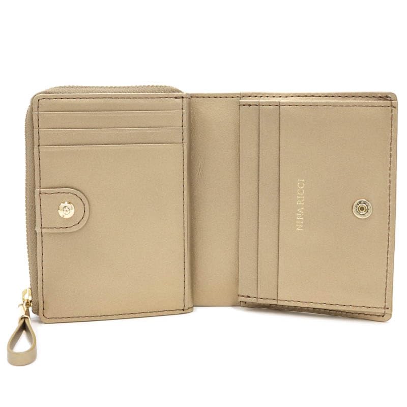 Nina Ricci Atre Nouveau Purse Gold Bifold Wallet 85-8206 Women's