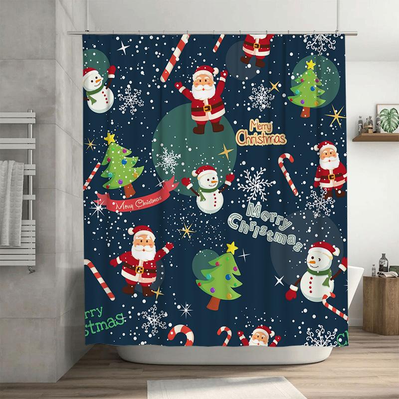 

TU Christmas Shower Curtain Festive Holiday Decor Waterproof Bathroom Fabric Backdrop Xmas Pattern Home Decor Modern Style Gift 90x180cm35x71in