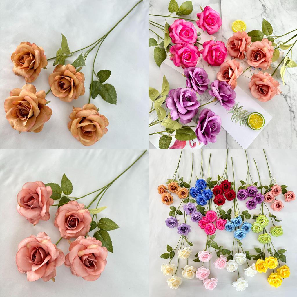 Realistic Silk Rose Branches For Wedding Party Photography Home Decoration