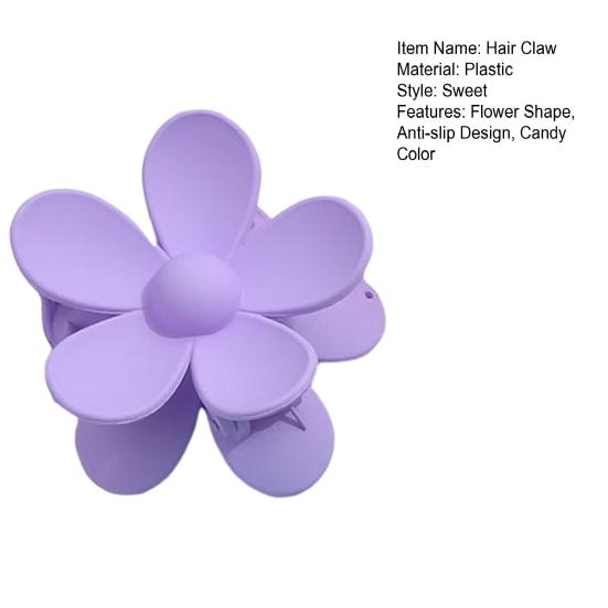 Flower Shape Hair Claw Non-slip Design Back Head Hair Clip Candy Color Plastic Hair Clamp Hair Accessory