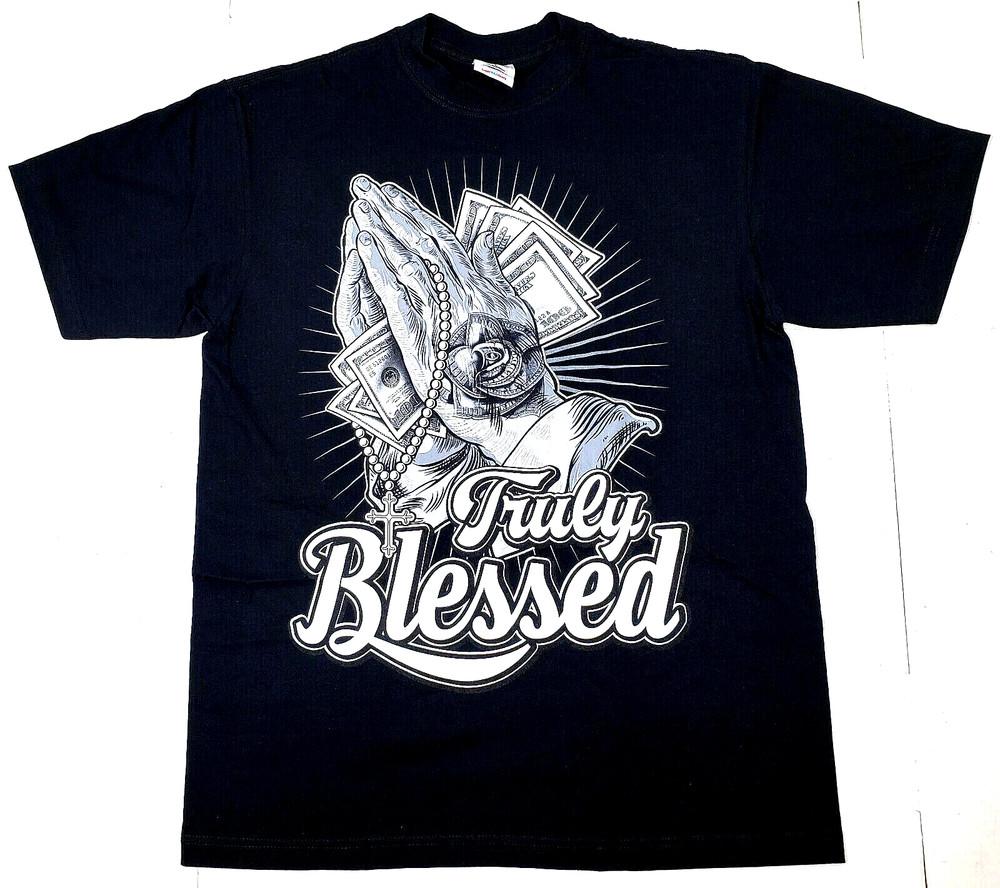 TRULY BLESSED T-shirt Money Hustle Urban Streetwear 100% Cotton Men s Tee New Unisex T-Shirt M