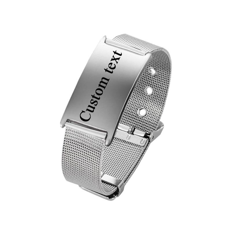 Punk Custom Text Name Engrave Logo Men Bracelets Stainless Steal Bracelet Friendship Bracelets Jewelry