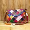 Genuine Leather First Layer Cowhide Women'S Bag Fashionable Niche Design Colorful Plaid Crossbody Shoulder Women'S Bag Small Bag