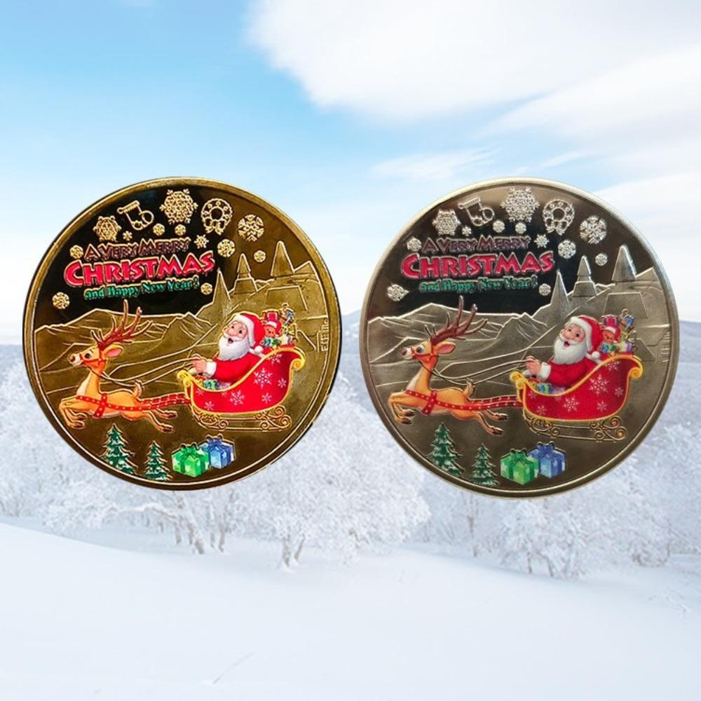 Christmas Santa Claus Coins Double-sided Alloy Collectible Coin Festive Souvenir Coin Collection for Christmas 2026 New Year