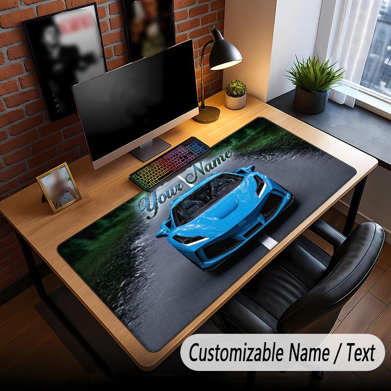 Auto-Rennsport-Thema Benutzerdefiniertes Mauspadd Personalisiert mit Namens-Text Angepasste Schreibtischmatte für Büro Heimdekoration