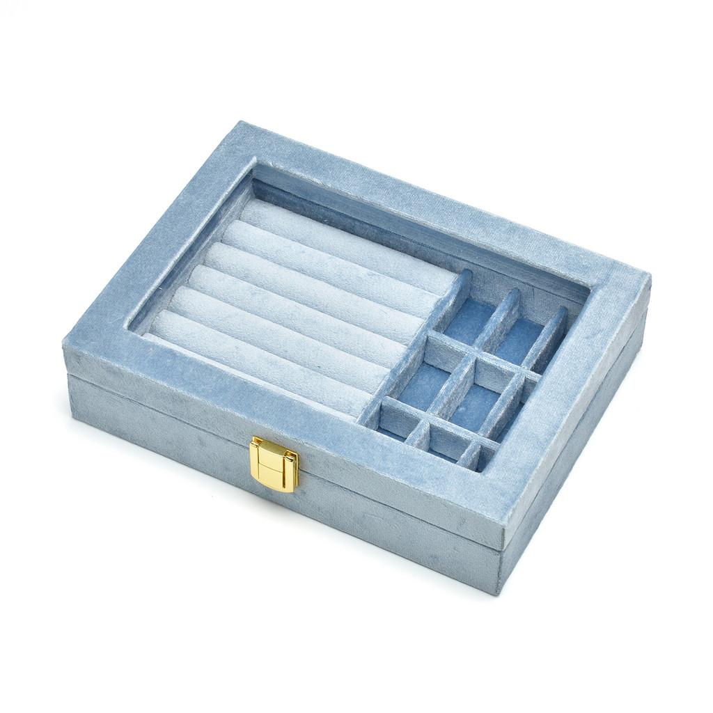 Jewelry Organizer Box With Velvet Material For Ring And Earring Storage