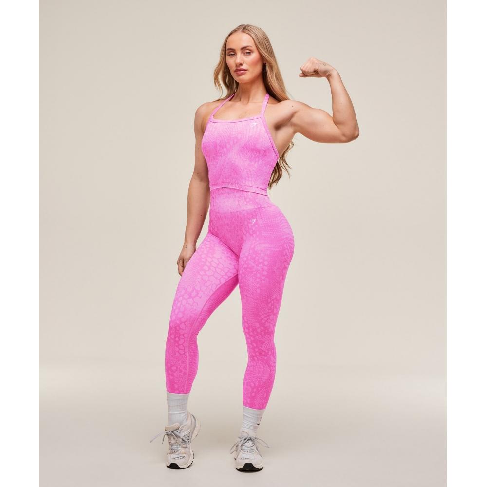 Gymshark Adapt X Whitney Animal Seamless Midi Tank Sour Pink Vibrant Pink B3b8w Kc0p