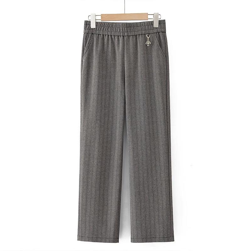 

Мамины свободные повседневные брюки прямого кроя с высокой посадкой для весны и осени для женщин среднего и пожилого возраста 3XL (115-130 Jin) темно-серого