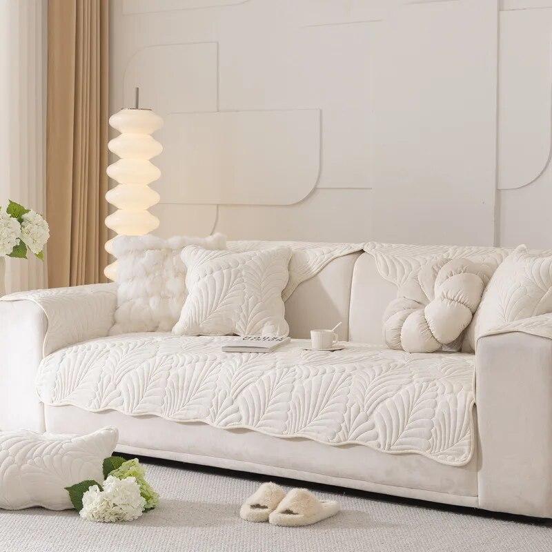 

Зимний однотонный плюшевый новый утолщенный чехол, Нескользящий чехол для дивана, тканевая подушка для полотенец, французский кремовый стиль, диванная подушка 70x70cm