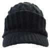 Logos Knit Cap with Brim, Solid Color, Cable Knit, Black