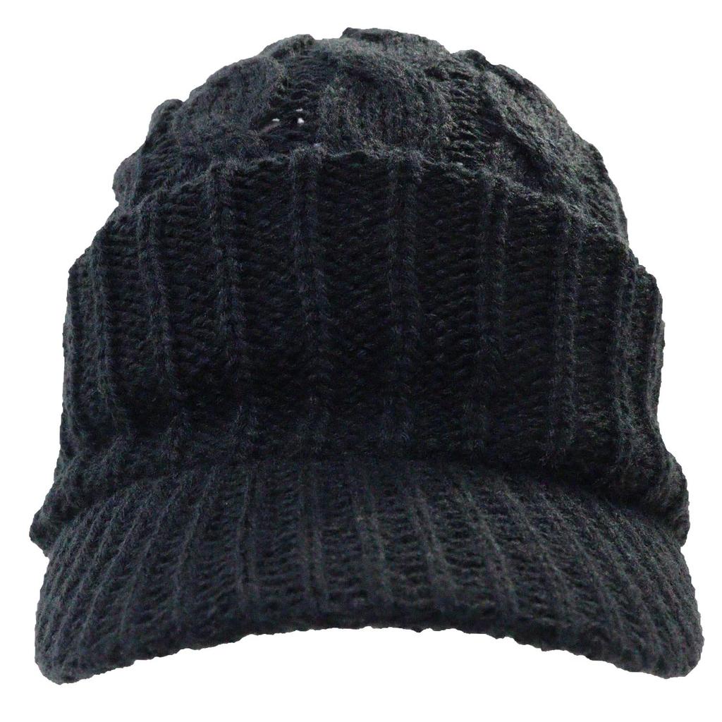 Logos Strickmütze mit Zopfmuster, einfarbig, schwarzer Schirm, Farbe, Strick,