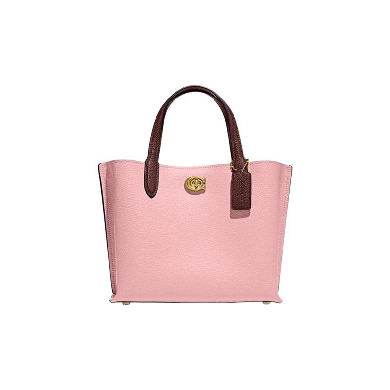 

COACH Willow 24 Turnlock Closure Polished Pebbled Leather Shoulder Tote Medium Women s Pink рожевий
