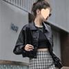 Women's Retro Loose-Fit Leather Motorcycle Jacket - Short Style 2025 for Spring & Autumn, Korean Version
