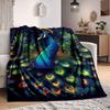 1pc Peacock Feather Blanket Lightweight Flannel Blanket Throw Blanket For Sofa, Bed, Travel, Camping, Livingroom, Couch, Chair, And Bed Yy2509026205