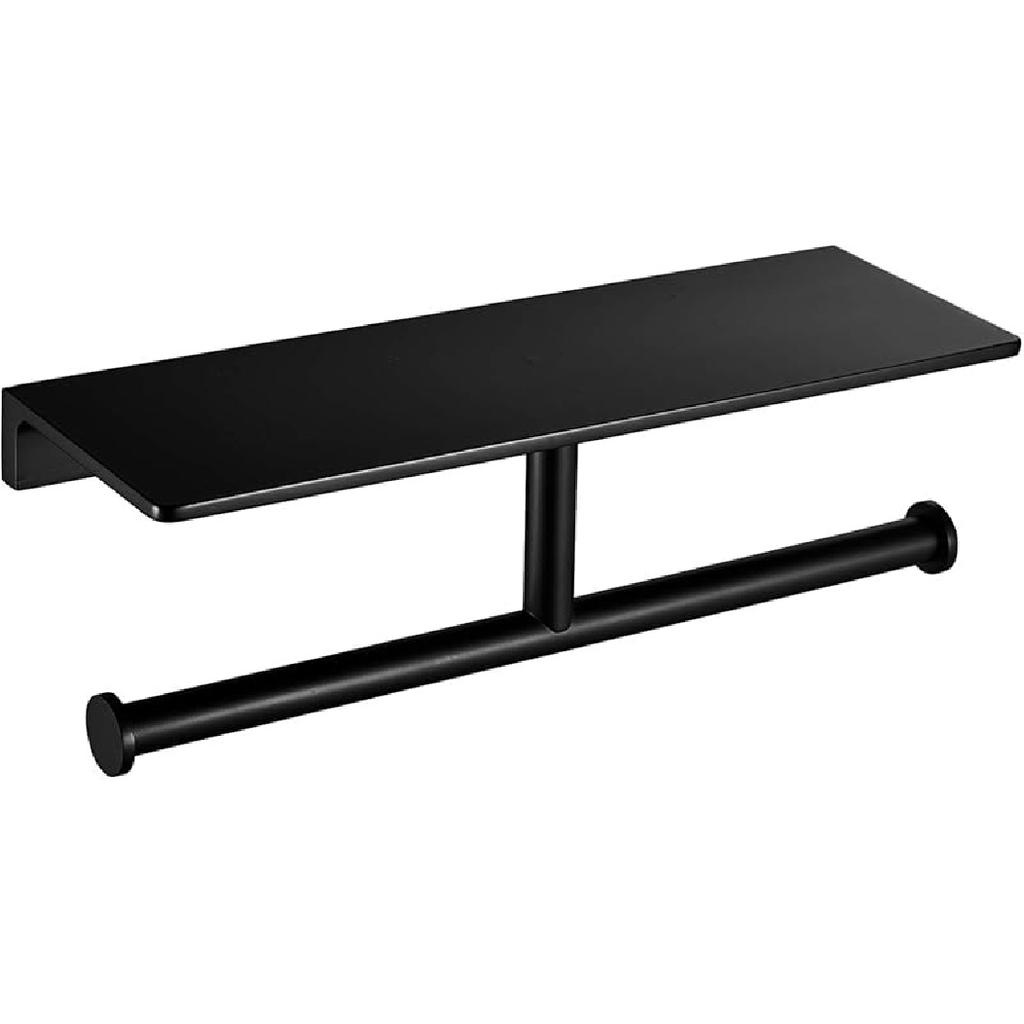 Toilet Paper Holder for Bathroom Solid Brass and Superior Hotel Style Tissue Roll Holder with Cell Phone Storage Gold Finish