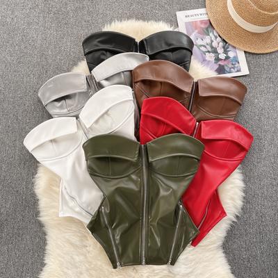 Vintage Lokomotive Pure Desire Spice Girl Tube Top Damen Herbst Reißverschluss Kurzes Design Sinn Nische Schönes Top