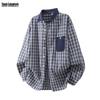 Mark Fairwhale Men's Loose Plaid Long Sleeve Casual Shirt
