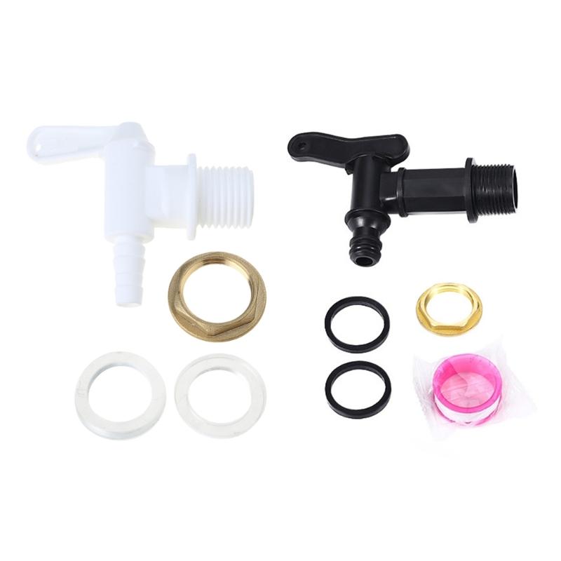 Plastic Water Butt Tap with Brass Nut 3/4" Thread Water Butt Tap for Storage Tanks Rain Water Collection Barrels Accessory
