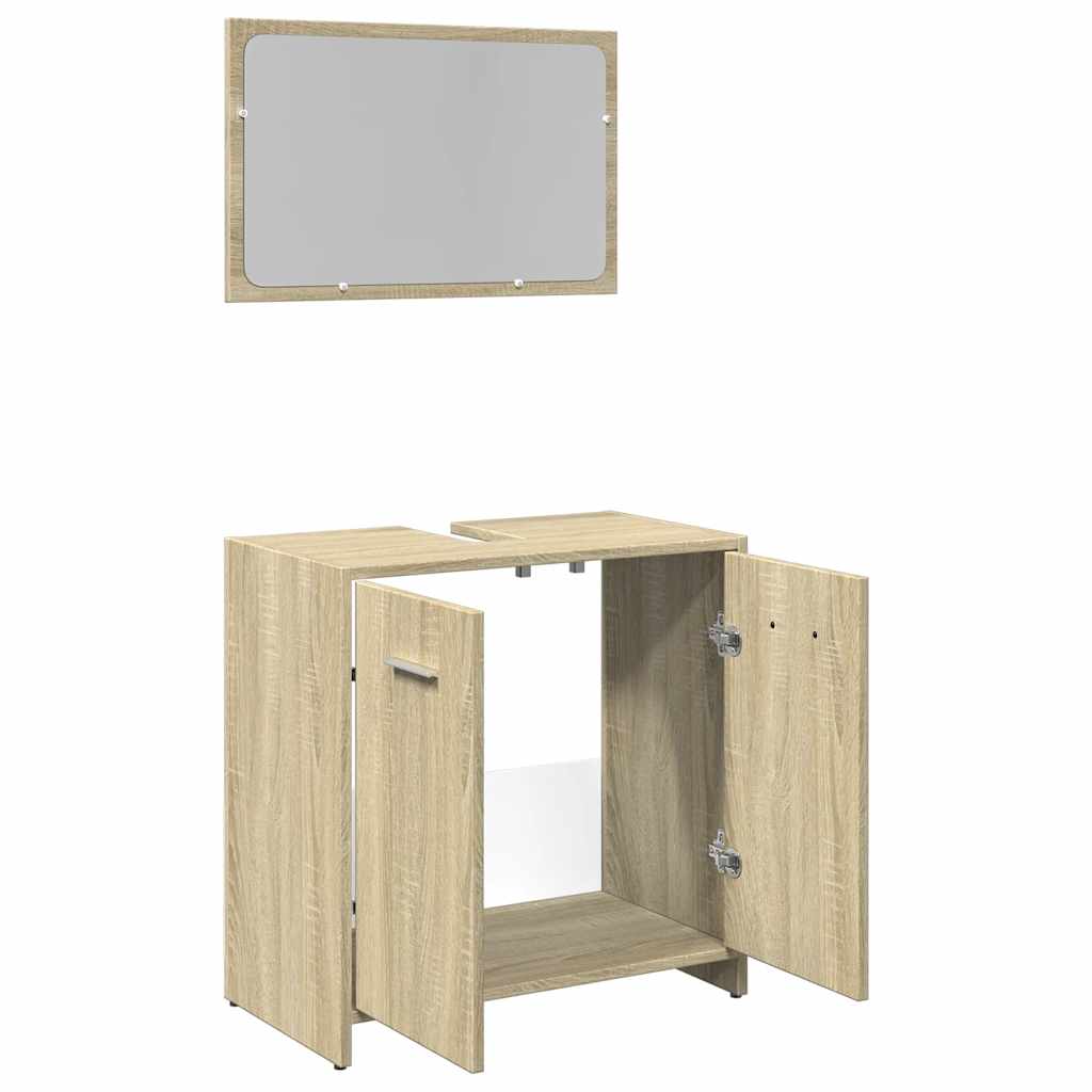2 Piece Bathroom Furniture Set Sonoma Oak Particleboard