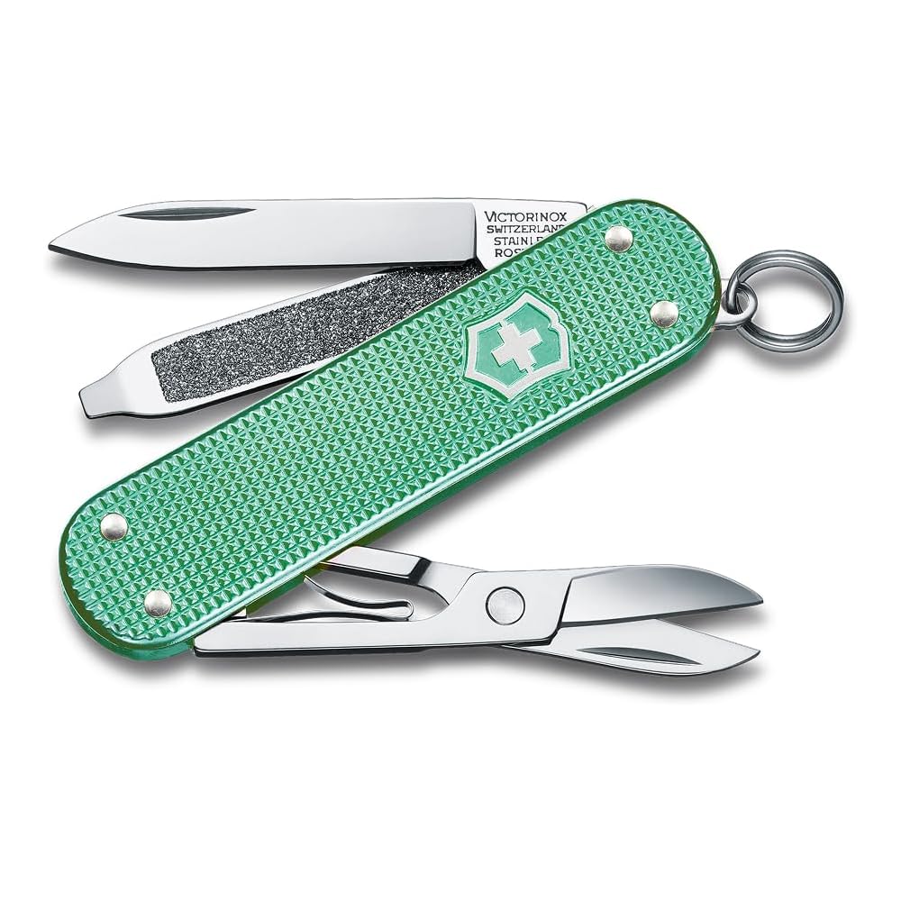 Victorinox Classic Alox Minty Mint Swiss Army Knife 5 Functions Compact Lightweight Multi-Tool