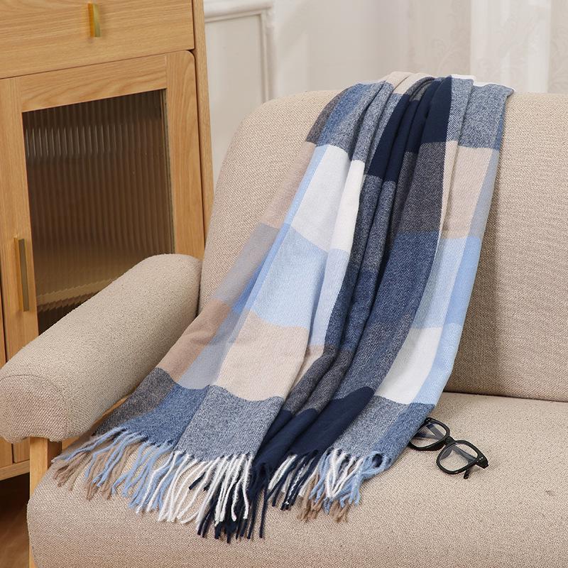 2025 Autumn/Winter Plaid Scarf for Women - Sweet Japanese & Korean Style, Warm Neck Warmer, Fashionable Imitation Cashmere Shawl