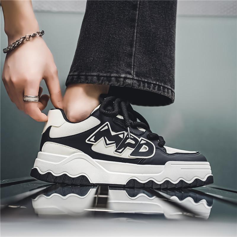 High Quality Casual Sports Shoes Double Color Lace-up Men's Shoes Comfortable Thick Sole Trend Versatile Shoes