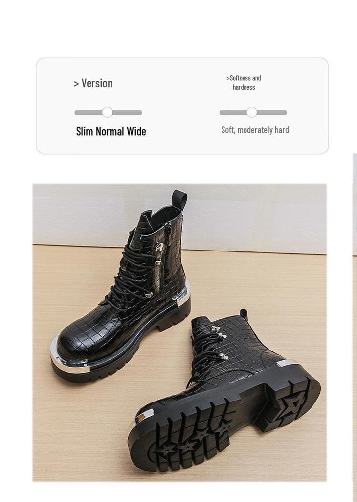 Men's Retro British Style High-Top Martin Boots - Autumn/Winter Thick-Soled Fashionable Large Size Shoes